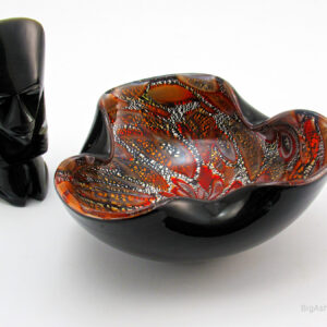 Vintage Italian Murano Art Glass Cane and Silver Leaf Bowl