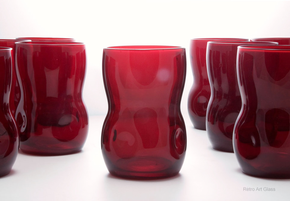 Vintage Ruby Glass Tumbler Set of 12 Morgantown Naval Rare - Image 3