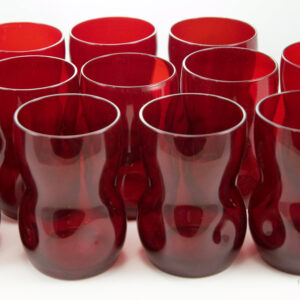 Vintage Ruby Glass Tumbler Set of 12 Morgantown Naval Rare