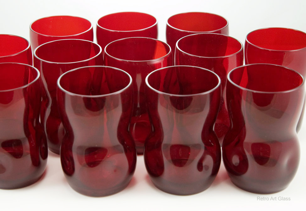 Vintage Ruby Glass Tumbler Set of 12 Morgantown Naval Rare