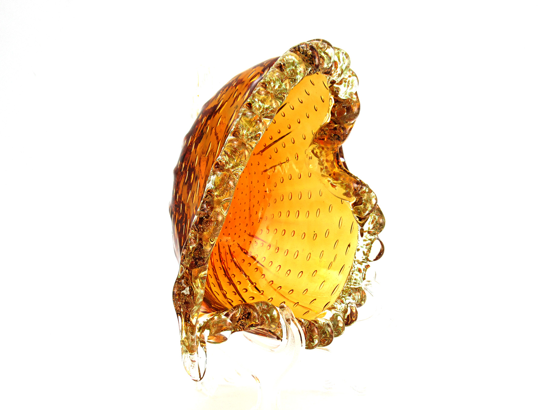 Mid-Century Venetian Art Glass Bubbles and Gold Bowl - Image 6
