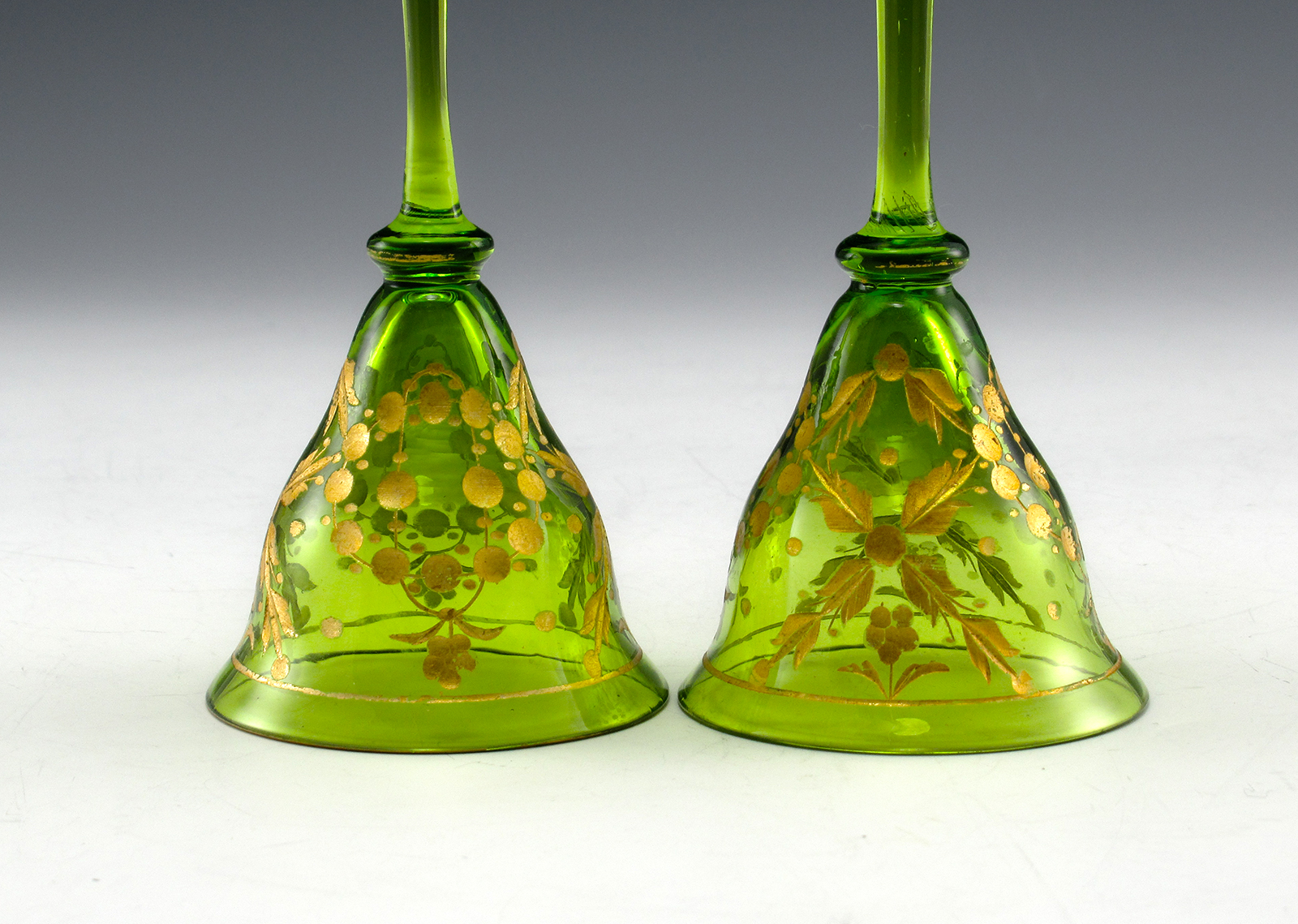 Antique Emerald Decanter and Goblets Engraved Gold Filled - Image 5