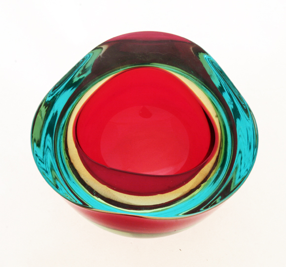 Modernist 1960s Italian Cased Glass Geode Bowl