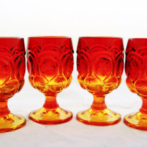 Moon and Star Goblets Set of Four in Amberina