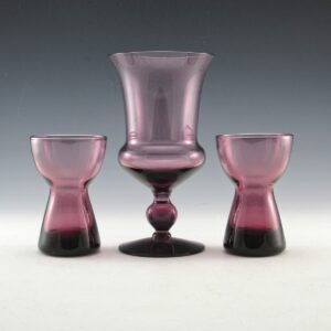 Morgantown Amethyst Crystal Vase and Candle Holder Set