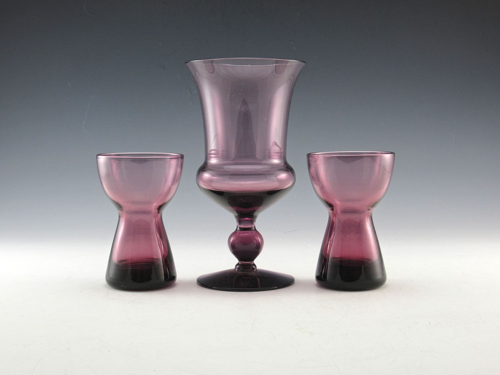Morgantown Amethyst Crystal Vase and Candle Holder Set