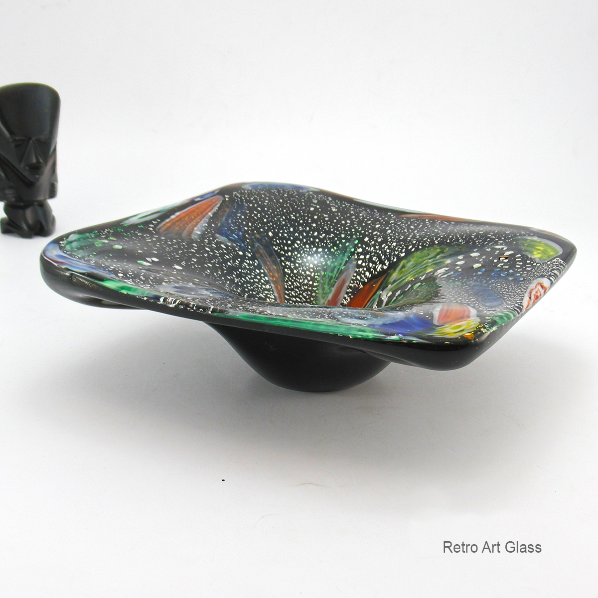 Murano Art Glass Black Amethyst Galaxy Black Hole Bowl - Image 4