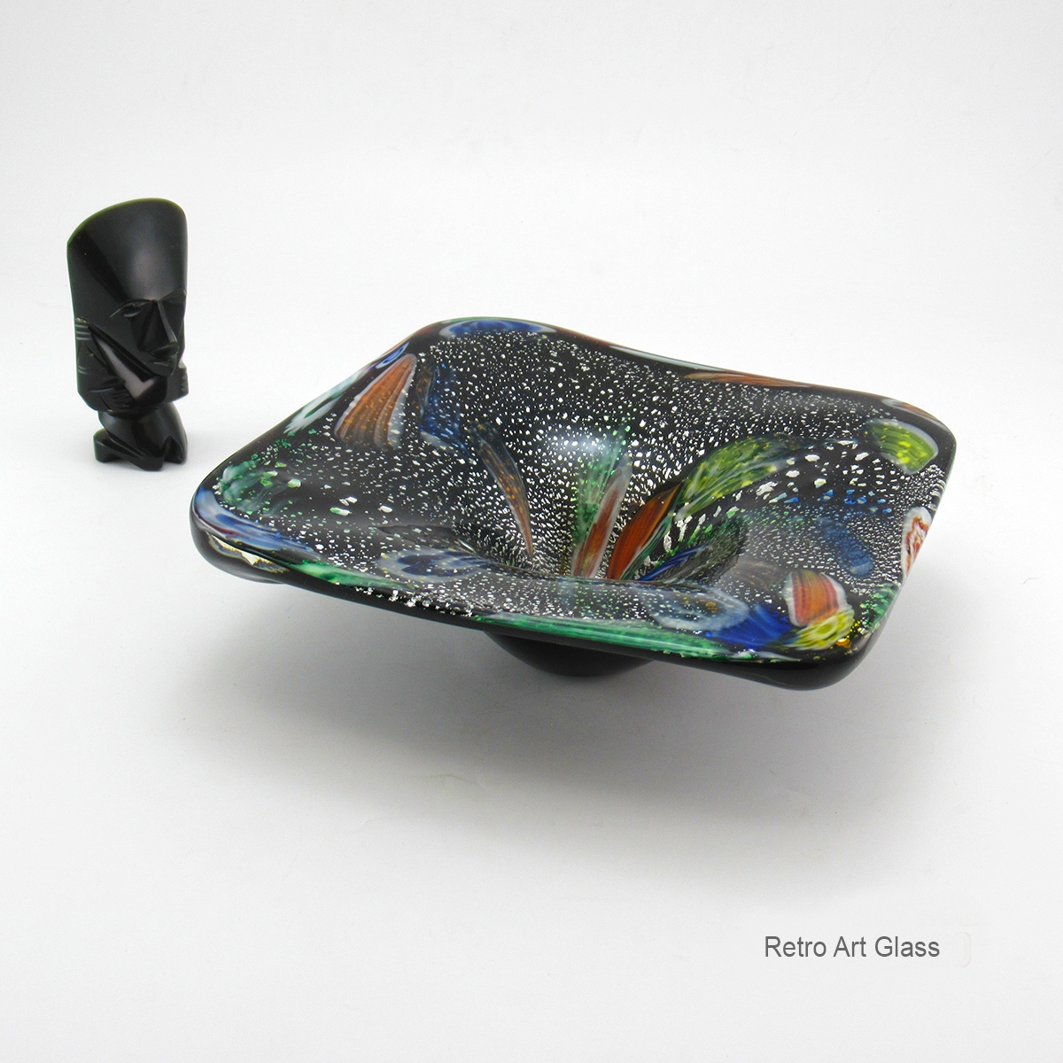 Murano Art Glass Black Amethyst Galaxy Black Hole Bowl - Image 2