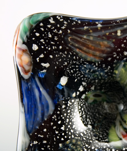 Black Amethyst Galaxy Bowl Murano Art Glass - Image 3