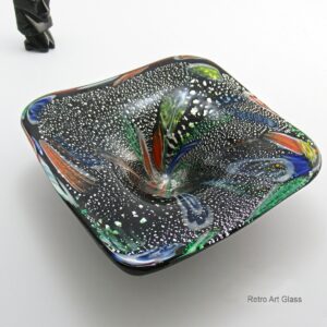 Murano Art Glass Black Amethyst Galaxy Black Hole Bowl