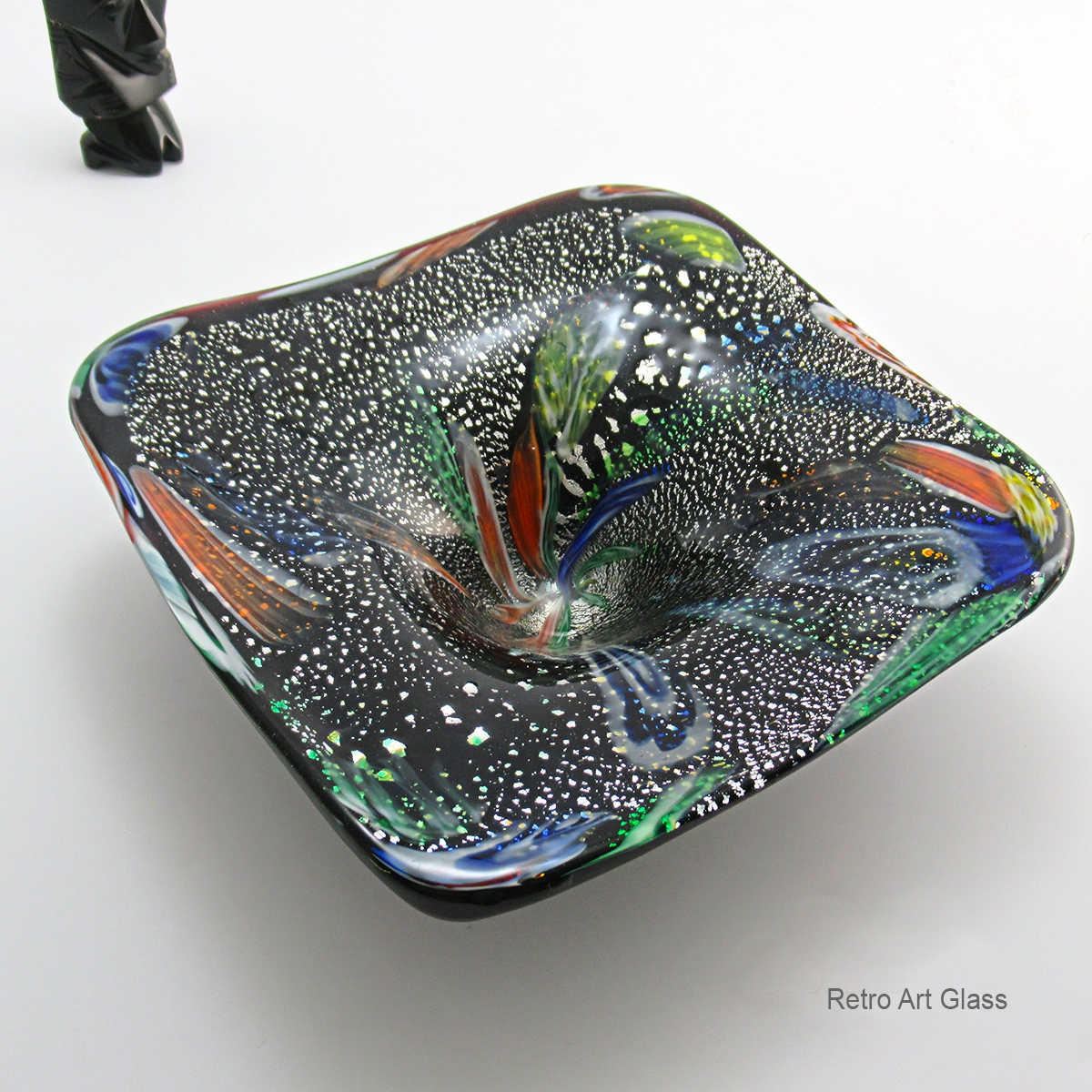 Murano Art Glass Black Amethyst Galaxy Black Hole Bowl