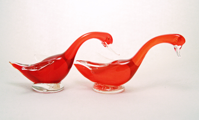 Murano Art Glass Courting Geese Set