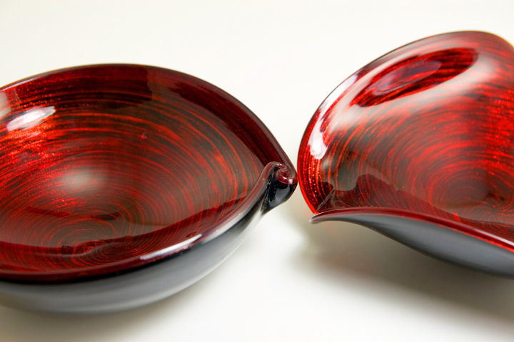 Murano Glass Bowls in Ruby, Gold and Black Amethyst - Image 2