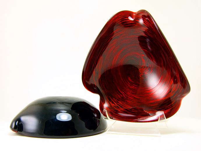 Murano Glass Bowls in Ruby, Gold and Black Amethyst - Image 3