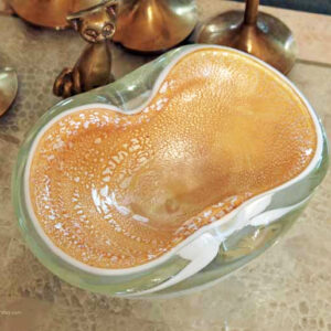 Hand-blown Kidney Bean Bowl 1950s Murano Glass