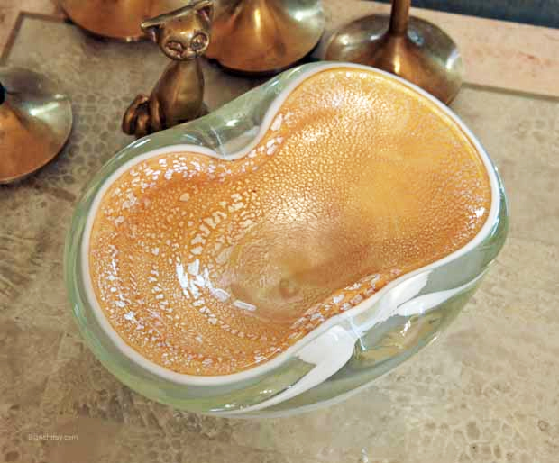 Hand-blown Kidney Bean Bowl 1950s Murano Glass
