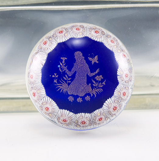 Murano Glass Paperweight with Millefiori and Gold Dust Female