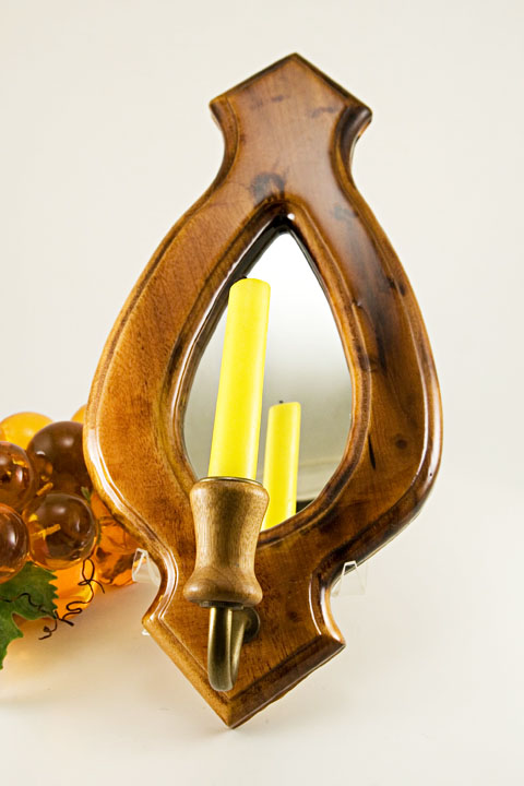 Myrtlewood Mirror Candlestick Holder Made in USA