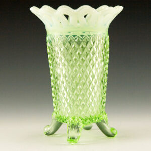 Opaline Vaseline Glass English Hobnail Vase by Imperial