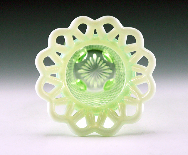 Opaline Vaseline Glass English Hobnail Vase by Imperial - Image 2
