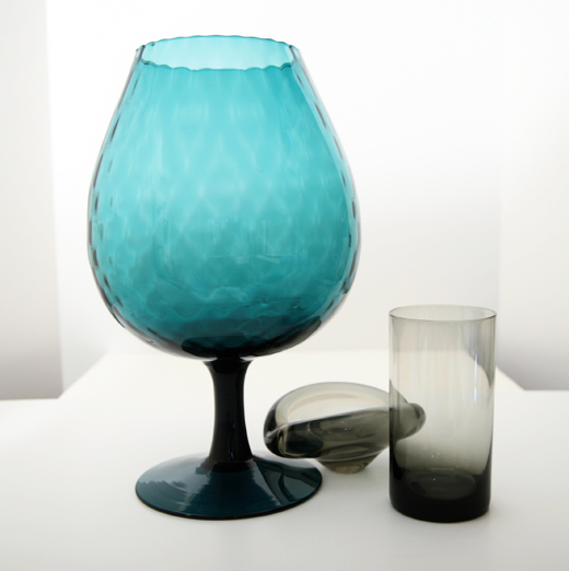 Optic Glass Balloon Vase Blue & BIG