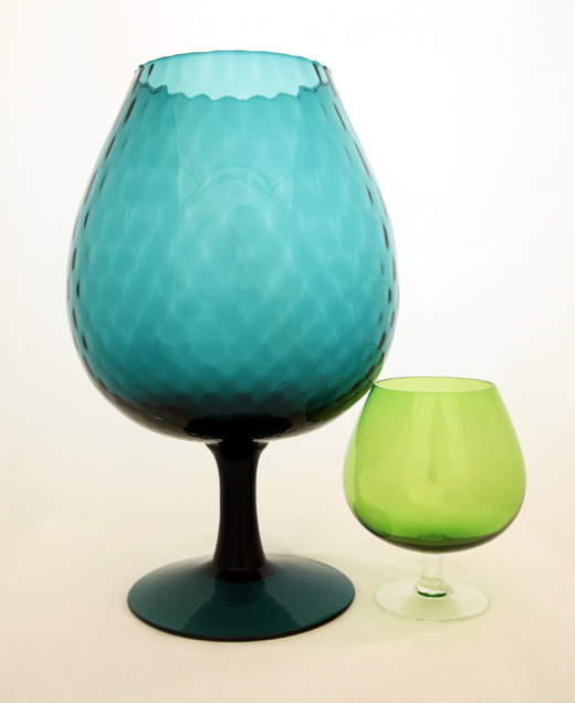 Optic Glass Balloon Vase Blue & BIG - Image 3