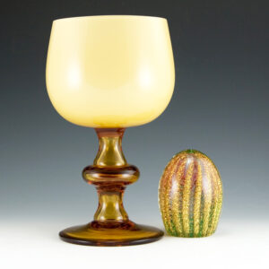 Oversize Cased Glass Goblet with Cushion Knop Stem