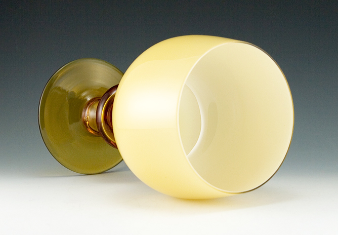 Oversize Cased Glass Goblet with Cushion Knop Stem - Image 3