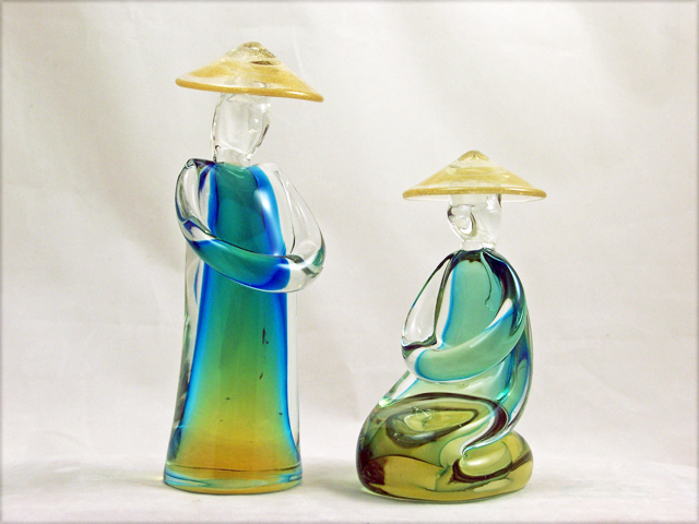 Italian Sommerso Glass Oriental People