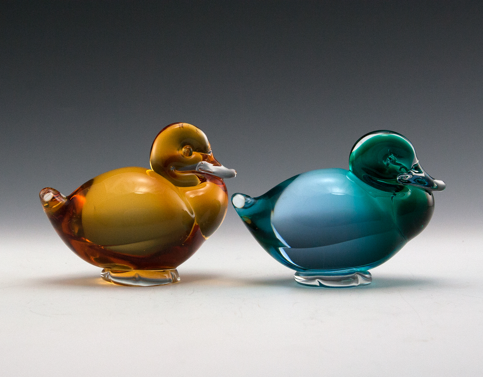 Pauly & C Glass Duck Set w/Label Vintage Italian