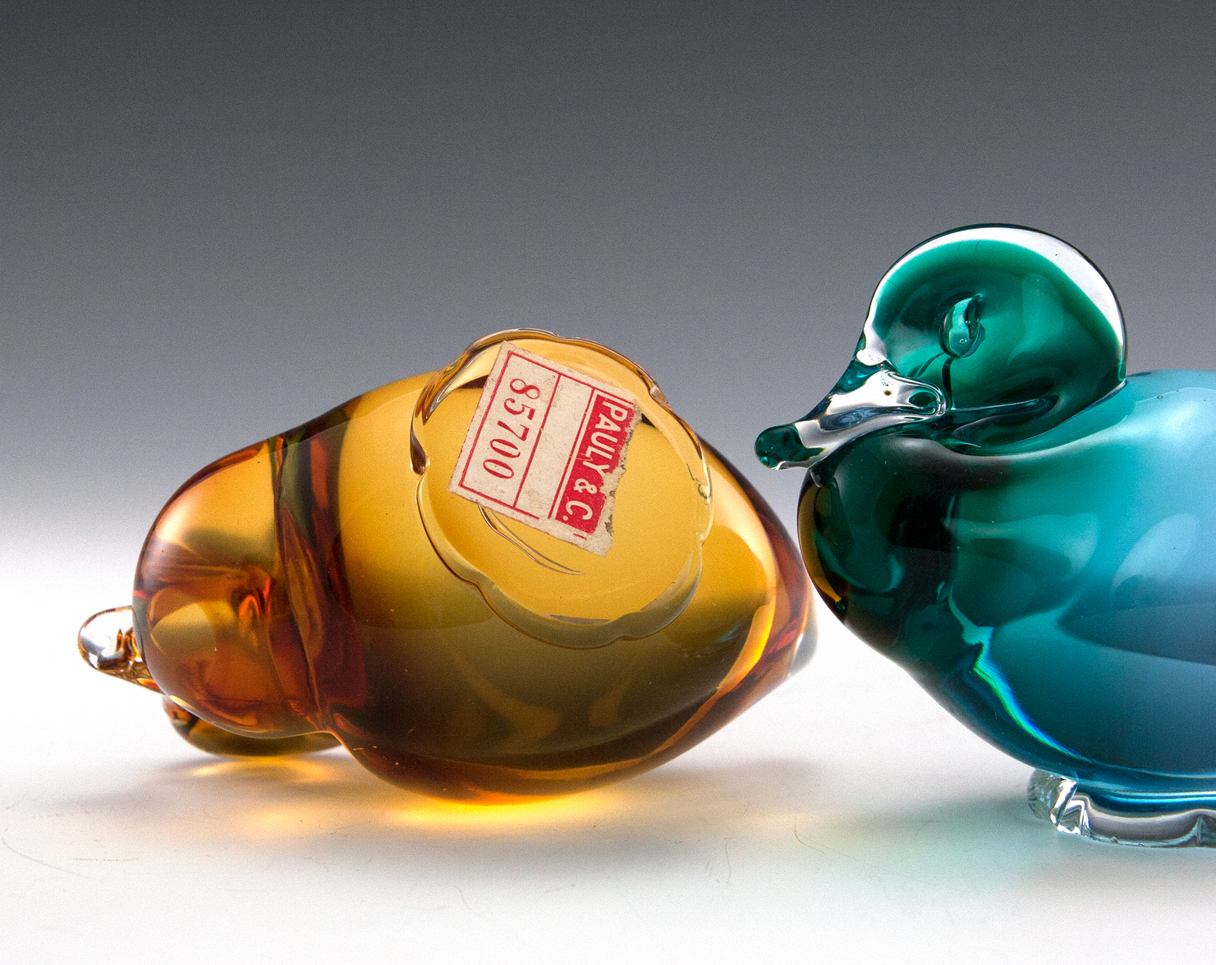 Pauly & C Glass Duck Set w/Label Vintage Italian - Image 5