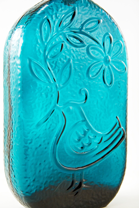 Peace Dove Pillow Molded Glass Decanter in Peacock Blue - Image 3