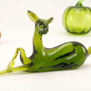Mid-Century Modern Figurine Olive Glass Deer
