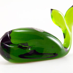 Pilgrim Art Glass Green Whale Figurine