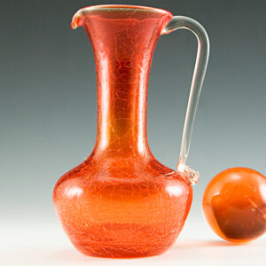 Tangerine Crackle Glass Cruet Pitcher by Pilgrim