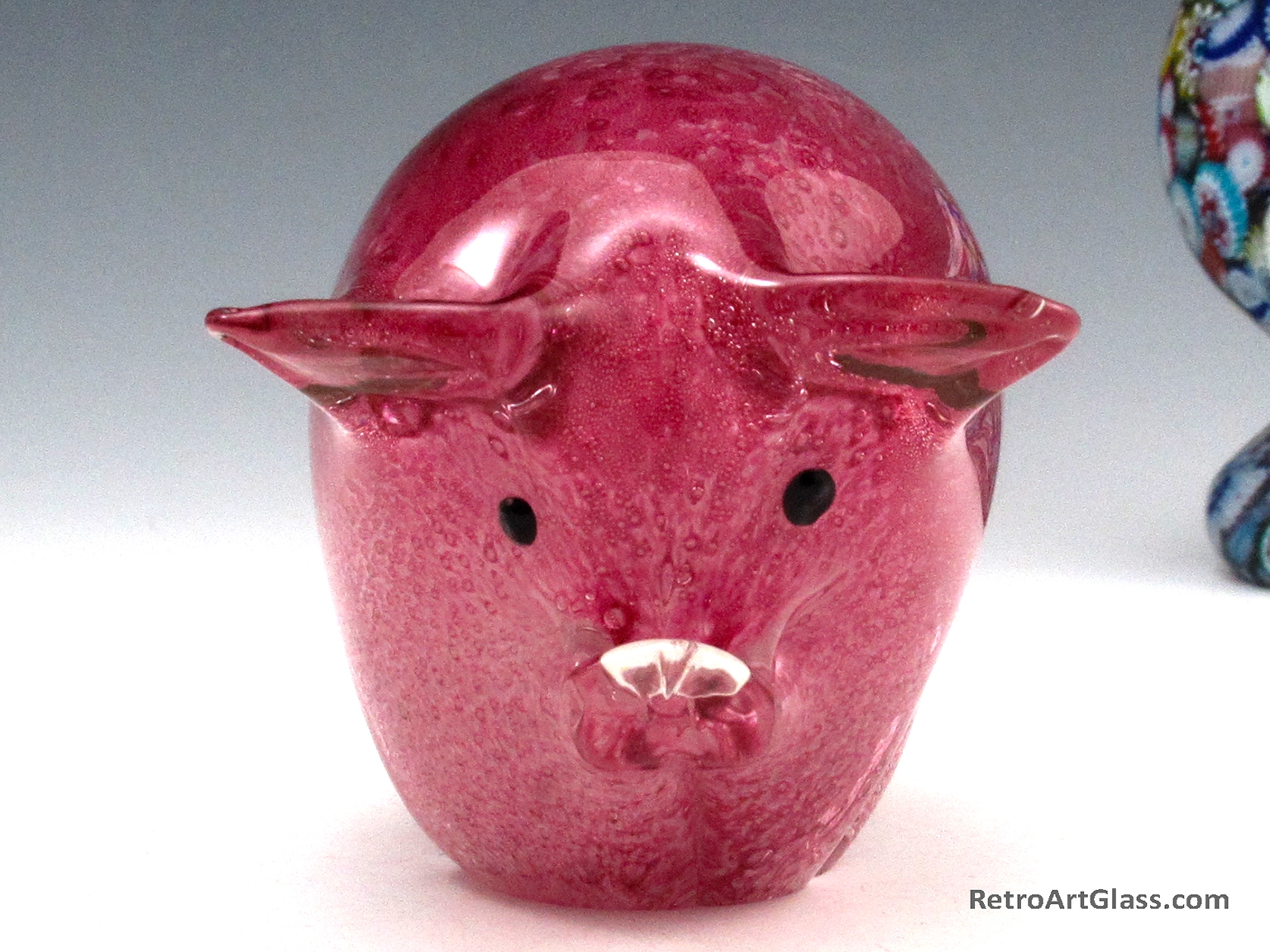 Big Pink Pig Hog Paperweight Hand-Made Cased Art Glass - Image 4