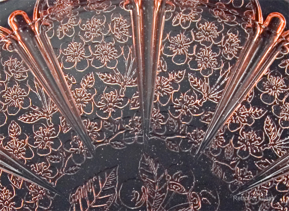 Pink Depression Glass Cherry Blossom Serving Tray - Image 2