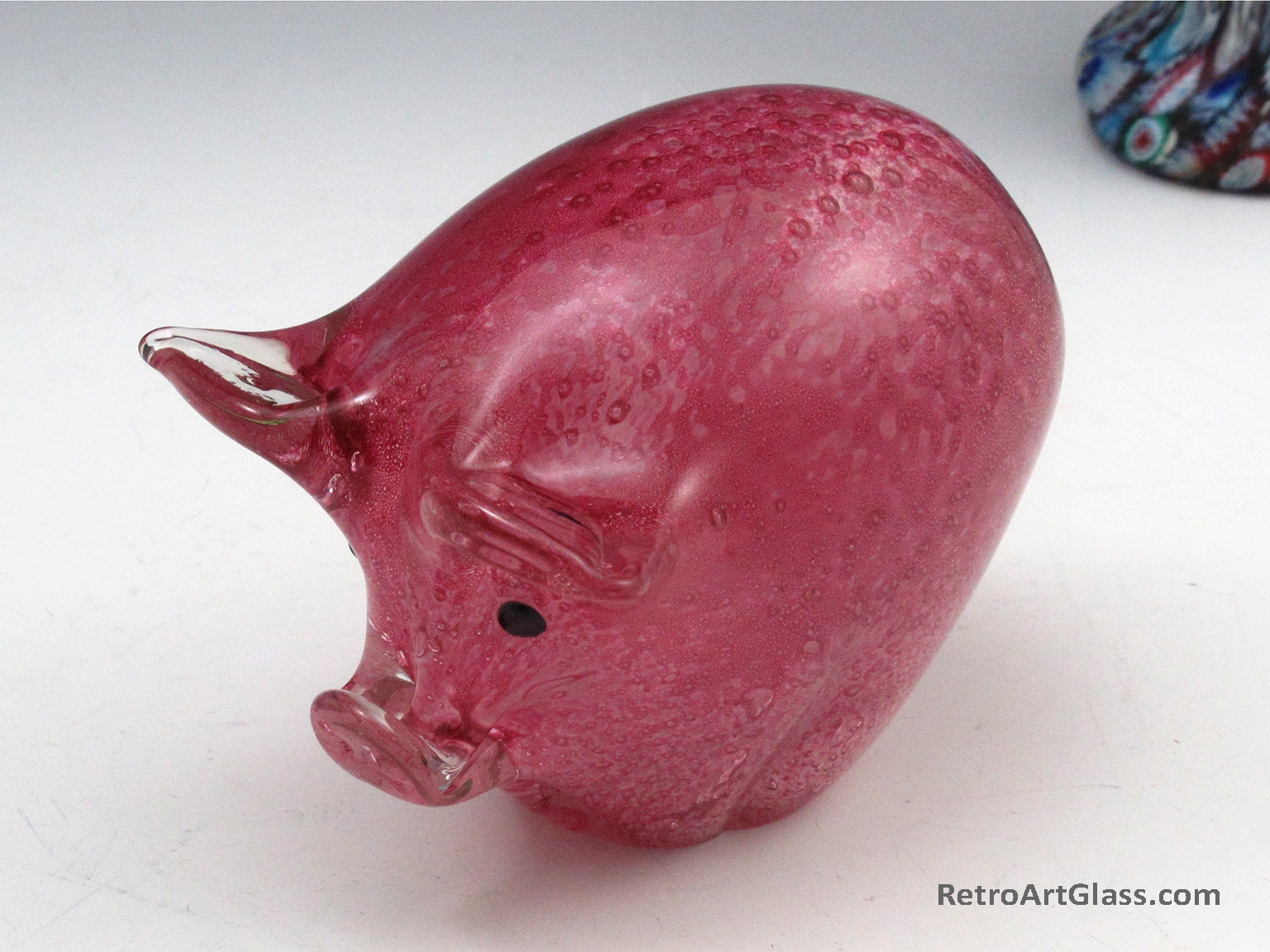 Big Pink Pig Hog Paperweight Hand-Made Cased Art Glass - Image 2