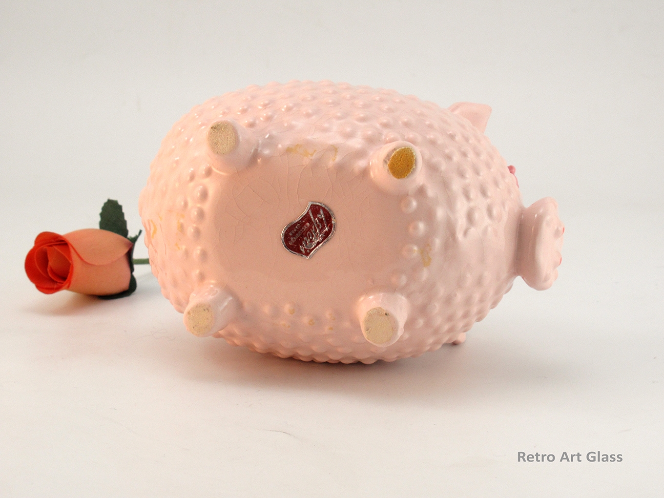 Pink Piggy Bank Retro Mid-20th Century in Perfect Condition with Label - Image 7