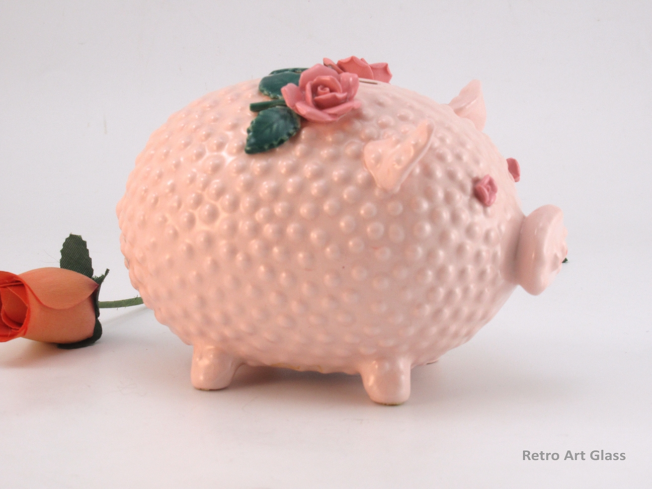 Pink Piggy Bank Retro Mid-20th Century in Perfect Condition with Label