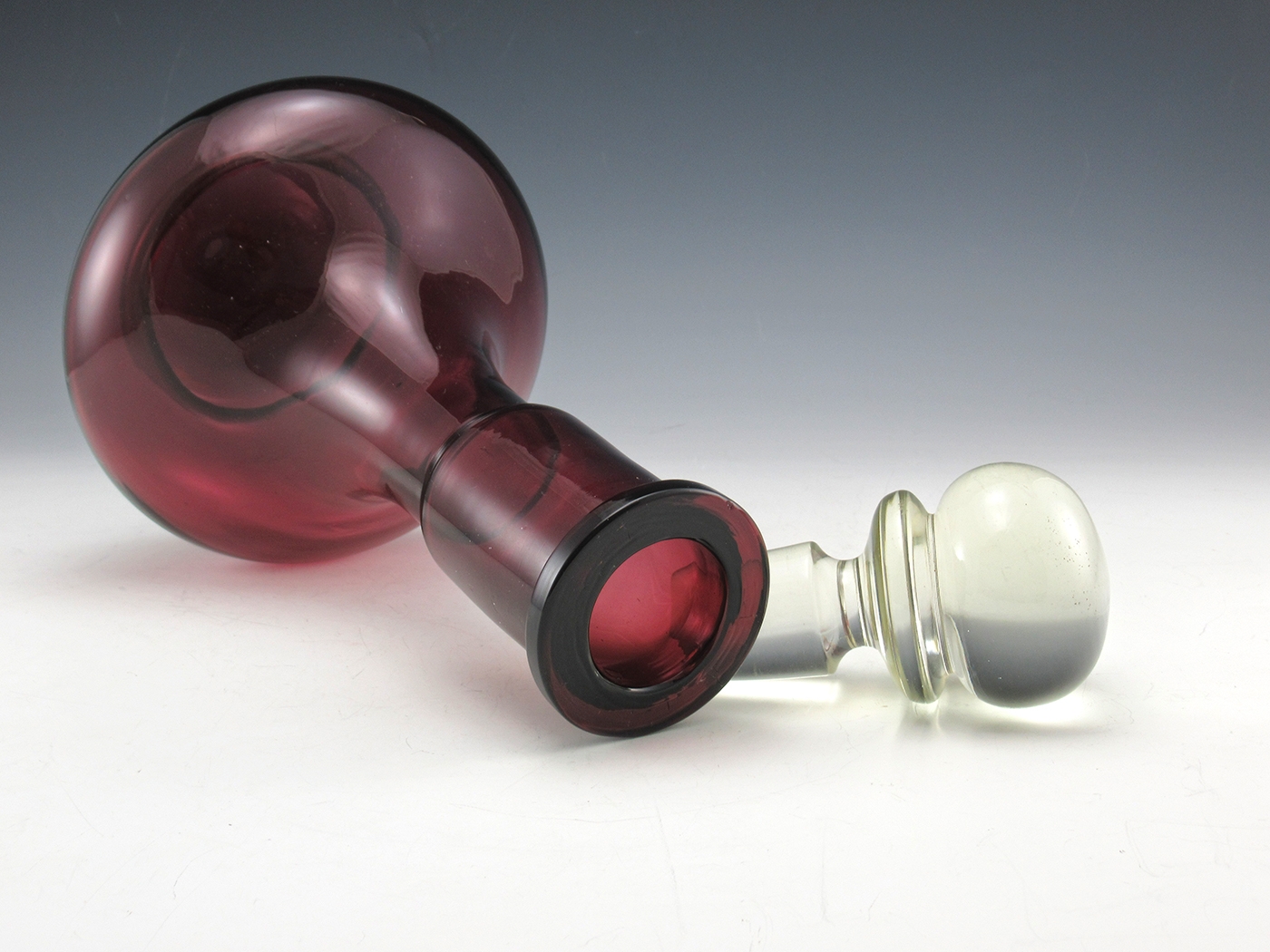Blown Glass Decanter in Amethyst with Crystal Ball Stopper - Image 4