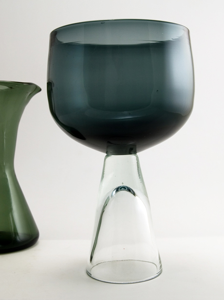 Rare Blenko Art Glass Husted Charcoal Chalice Vase