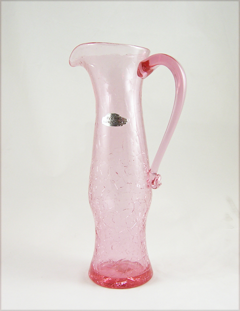 Rare Blenko Pink Rose Crackle Glass Jug - Image 3