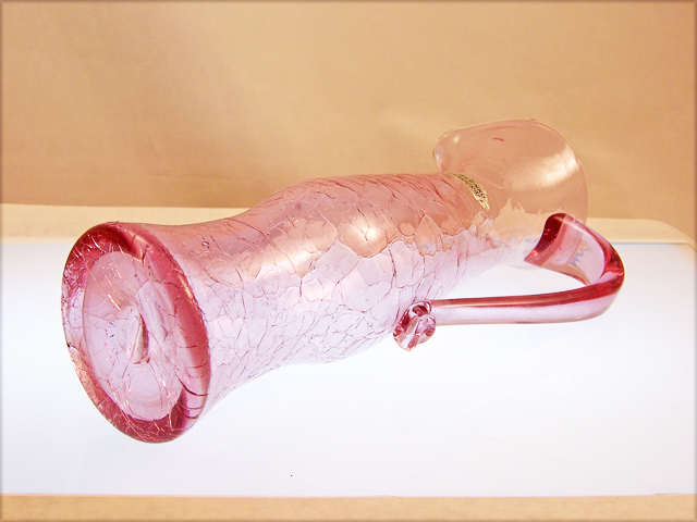 Rare Blenko Pink Rose Crackle Glass Jug - Image 2