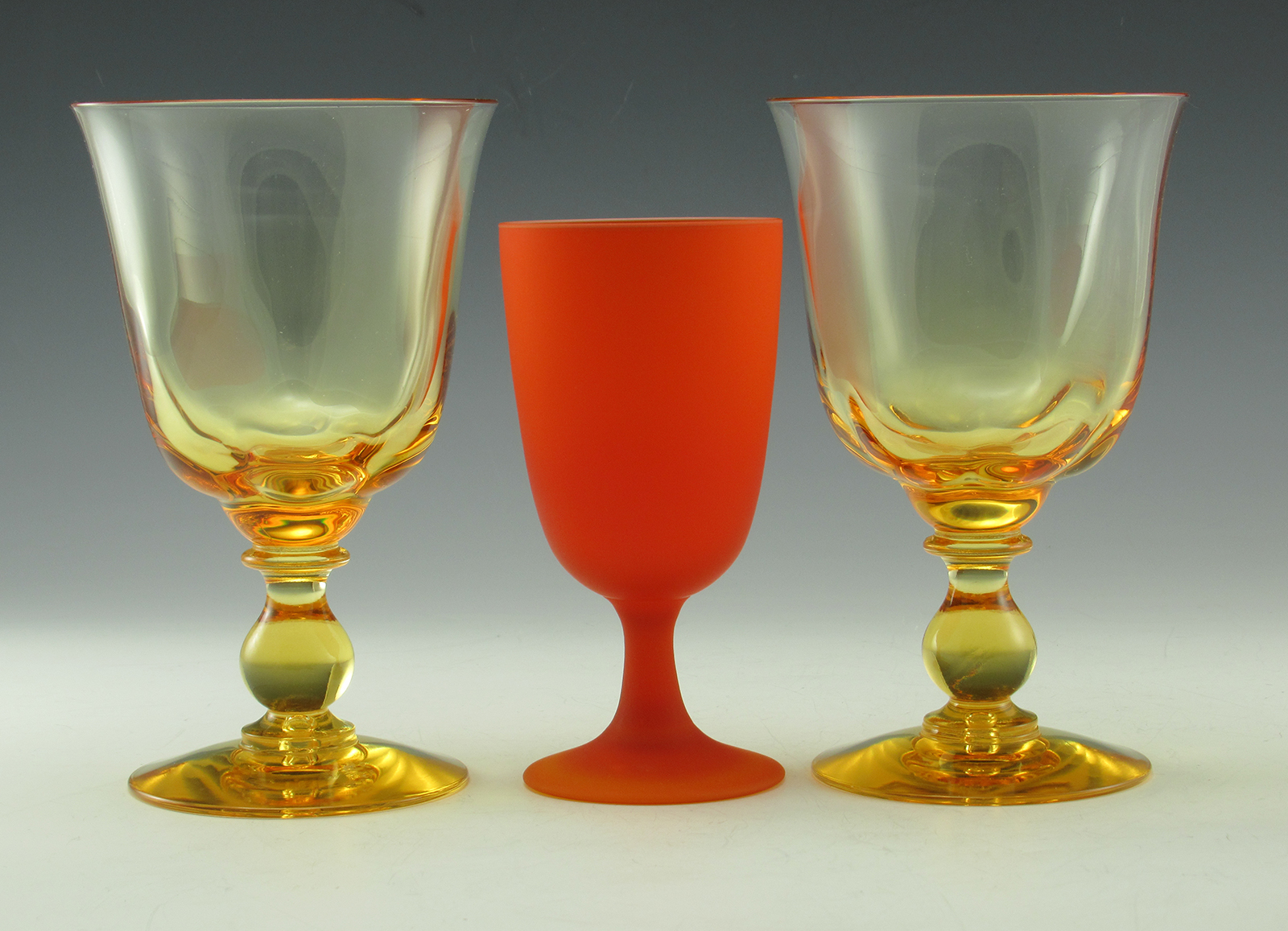 Two Tiffin Glass Golden Banana Wine Goblets - Image 4
