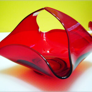 Rare Viking Art Glass Ruby Basket