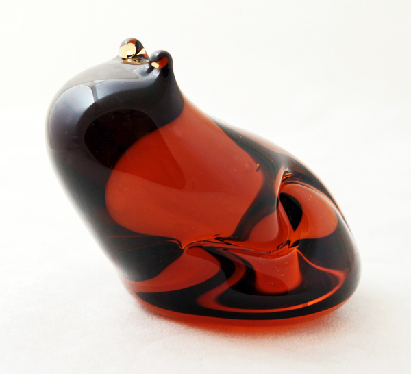 Rare Wedgwood Glass Bull Frog in Amber