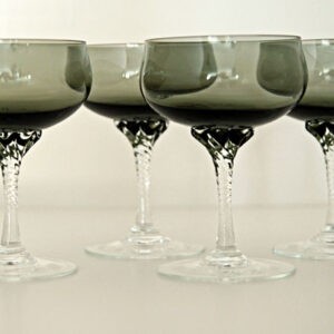 Vintage Smoke Black Crystal Cocktail Stemware