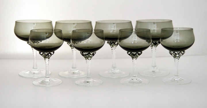Vintage Crystal Cocktail Stemware Set of 8