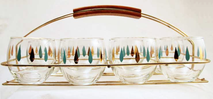Retro Atomic Era Ball Tumbler Set in Rack